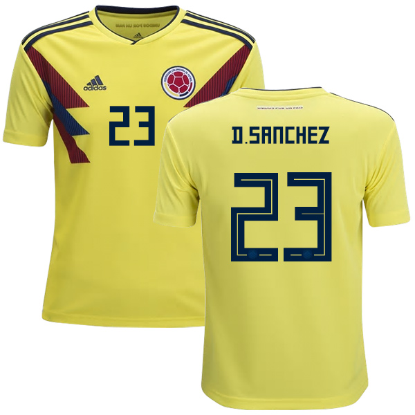 Colombia #23 D.Sanchez Home Kid Soccer Country Jersey - Click Image to Close